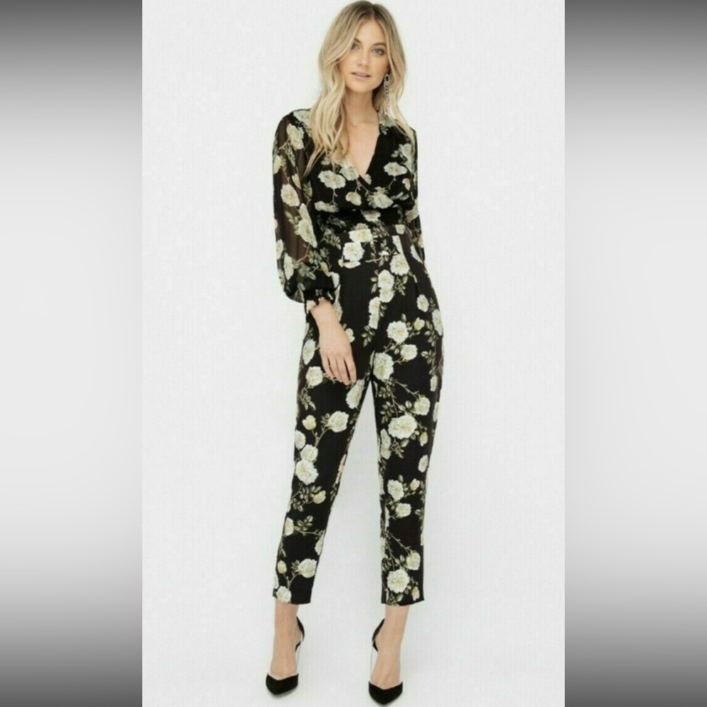 SHEIKE Antique Rose Black Floral Office High Waisted Pants NWT RRP$119.95 - Picture 1 of 12